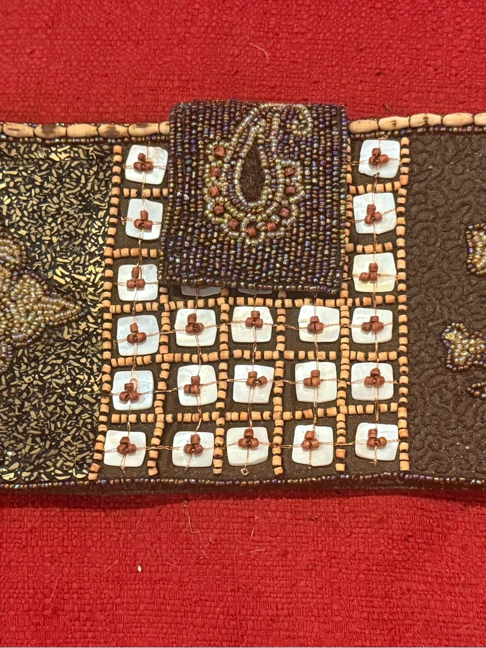 Handcrafted Indian Beaded Clutch Purse – Boho Evening Bag Brown
